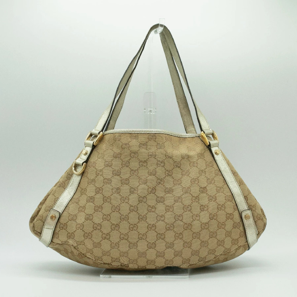 Gucci Shoulder Bag Gold Strap GG Canvas Brown